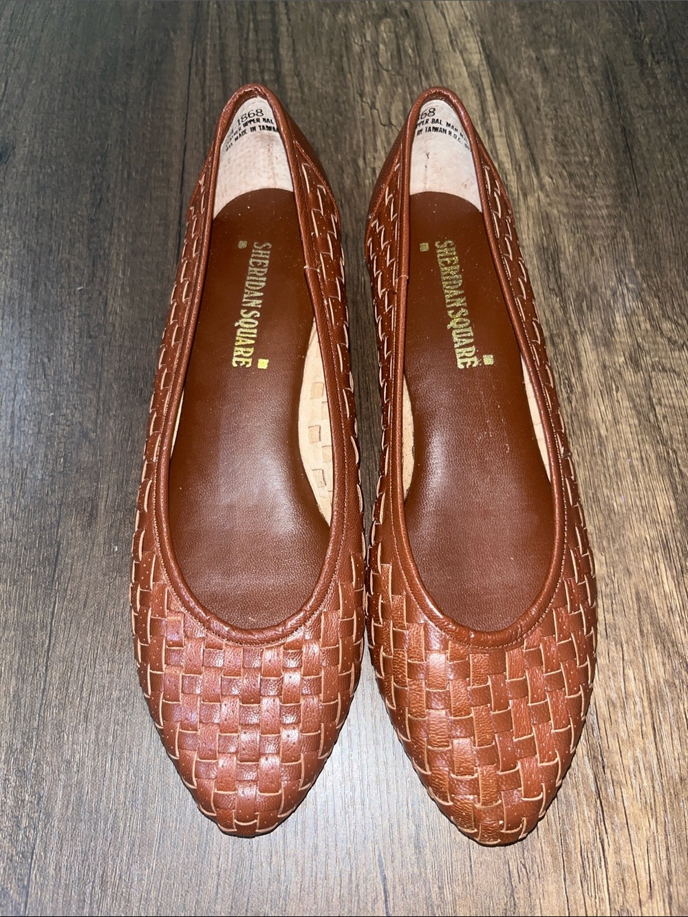 Sheridan Square Women’s Woven Tan Pointed Flats vintage size 7